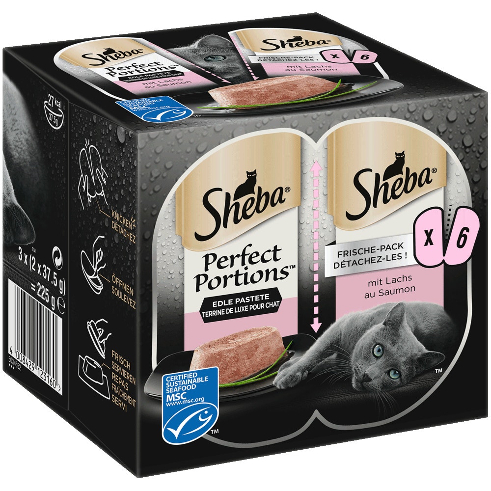 SHEBA® PERFECT PORTIONS™, Lachs MSC in Pastete, 3 x 75g - 1