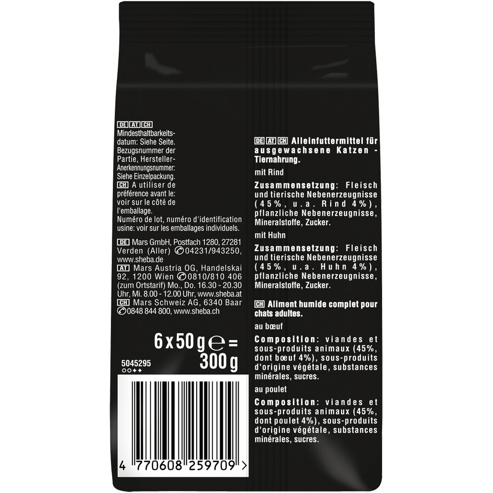 SHEBA® Fresh & Fine, Huhn, Truthahn & Ente in Sauce, Multipack 6 x 50g - 2