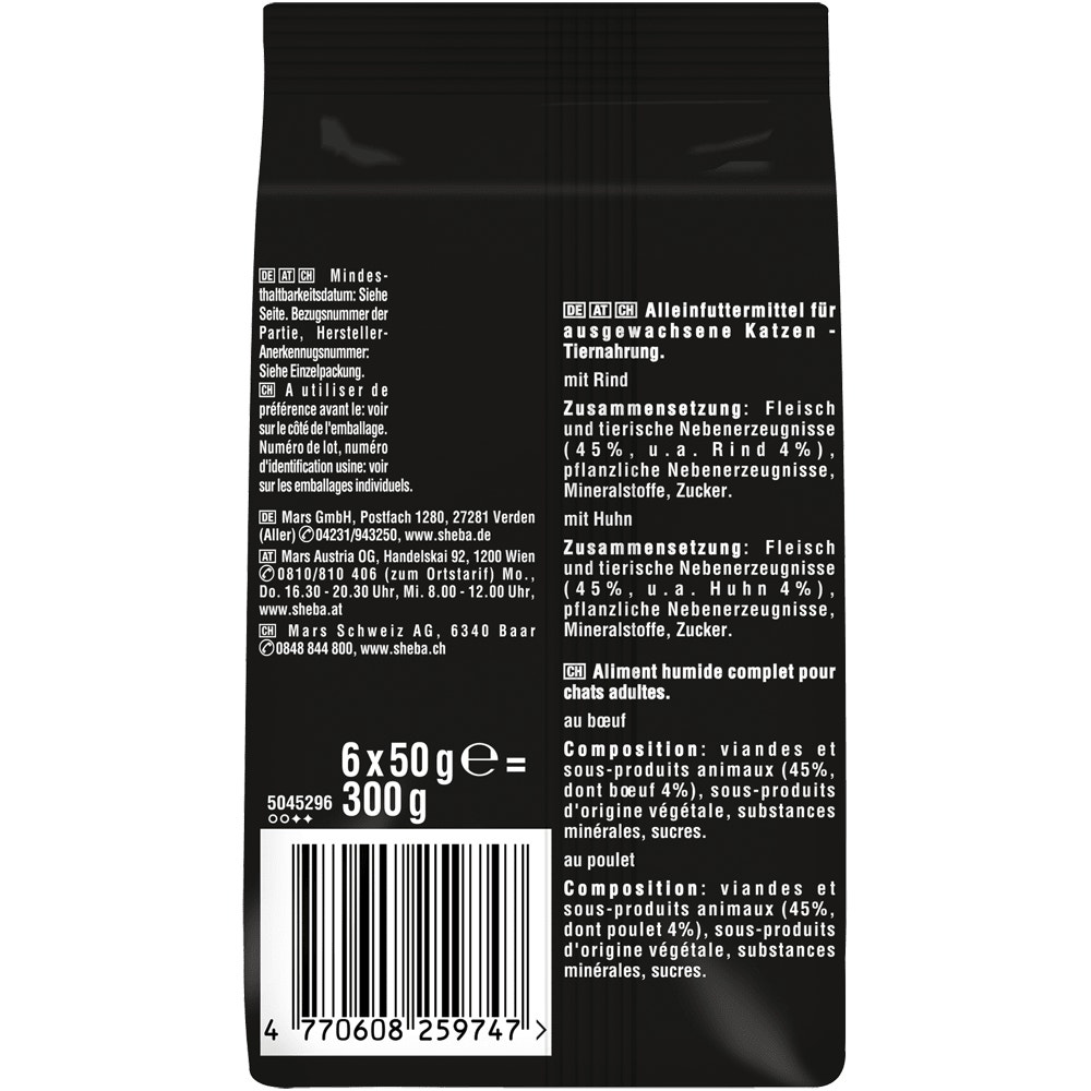 SHEBA® Fresh & Fine, Rind, Huhn & Lamm in Sauce, Multipack 6 x 50g - 2