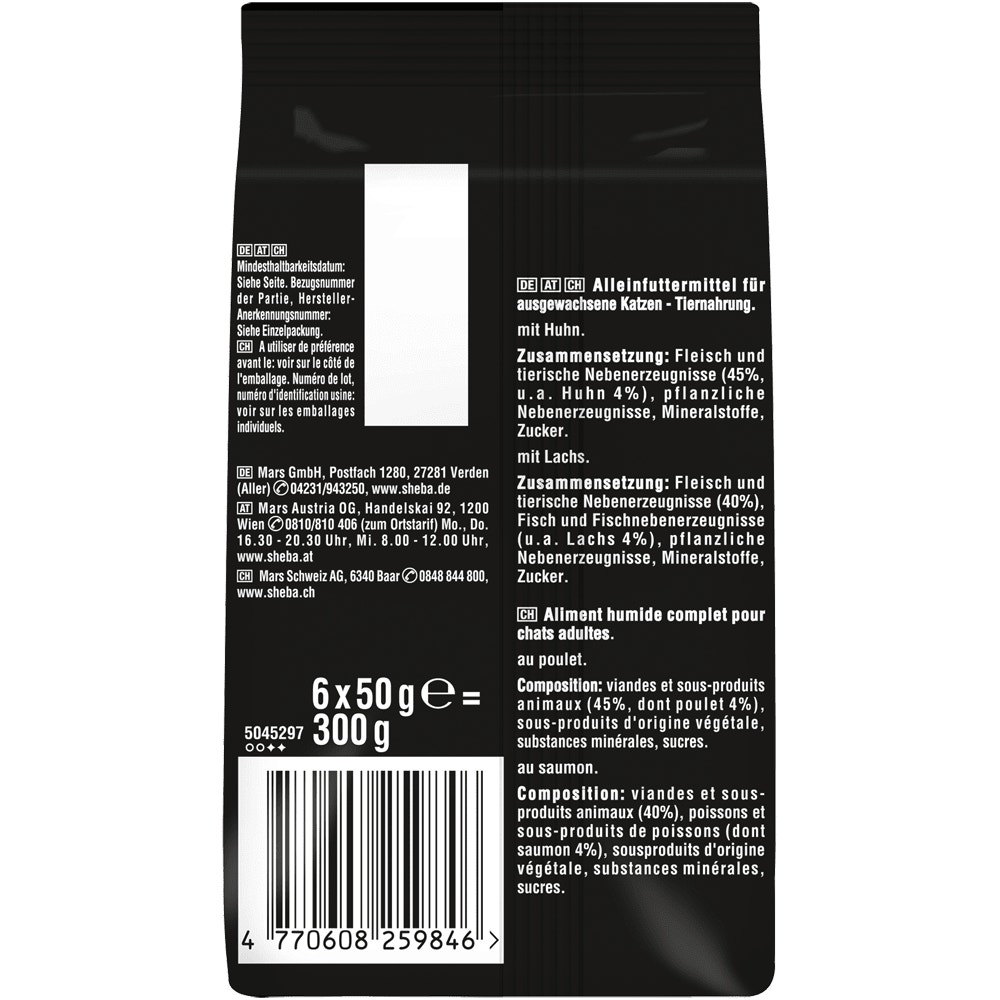 SHEBA® Fresh & Fine, Huhn, Lachs MSC & Truthahn in Sauce, Multipack 6 x 50g - 2