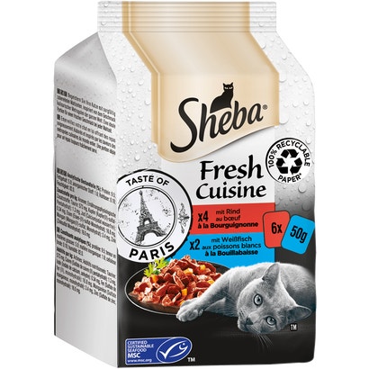 Fresh Cuisine Taste of Paris, Rind, Weißfisch MSC & Hühnerleber in Sauce, Multipack, Portionsbeutel